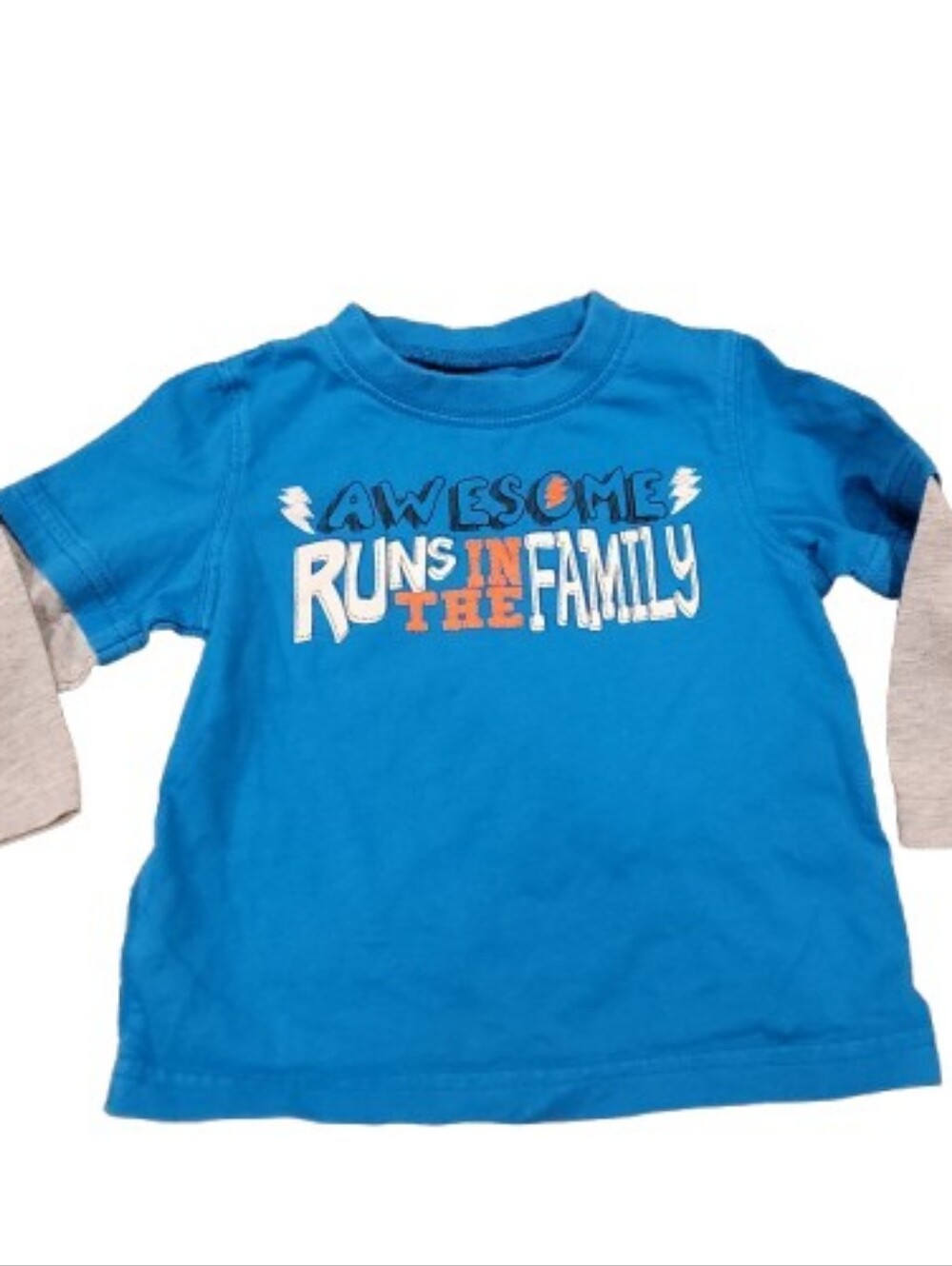 Okie Dokie Pullover T Shirt Toddler Boys 12M Blue Gray Long Sleeve Awesome Tee